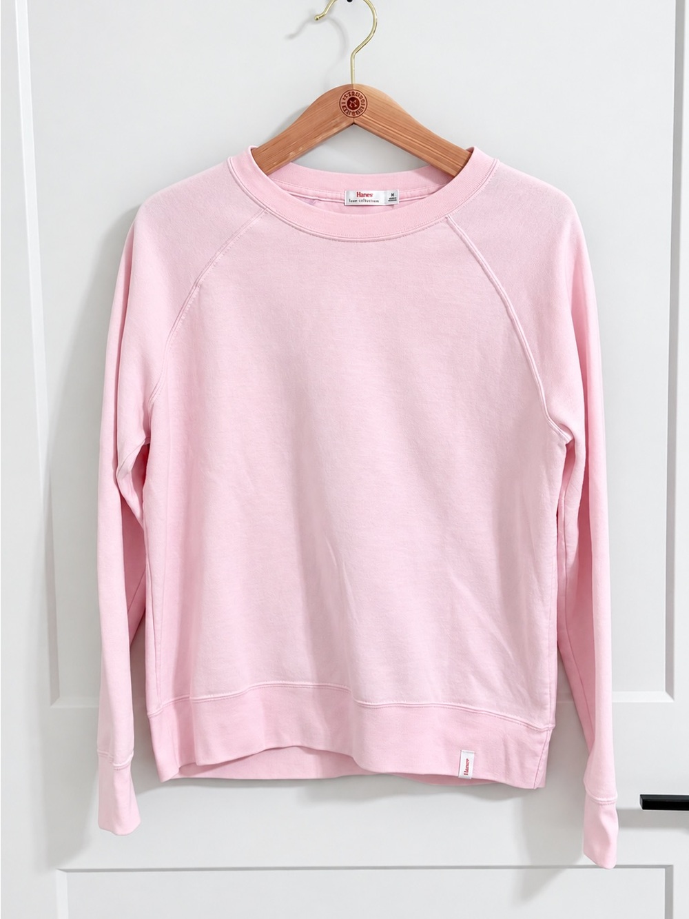 Hanes Luxe Collection Pink Raglan Crewneck Sweatshirt Size M